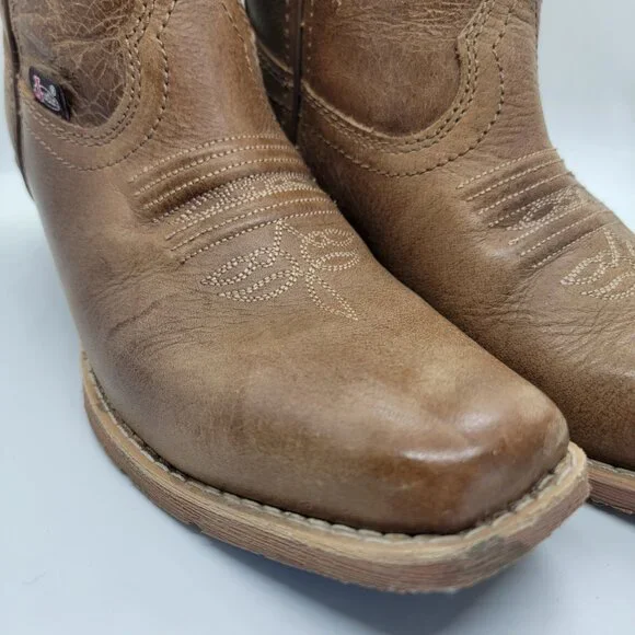 Justin Gypsy Chellie Western Booties Women 7.5B Tan Leather Square Ankle GY9510 - Picture 5 of 16